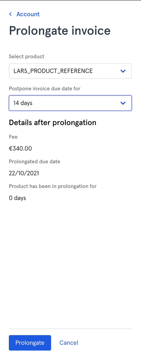 Account Prolongation Configuration